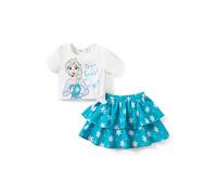 Disney Frozen Elsa Stitch Princess Minnie, vestito da 2 pezzi, maniche a sbuffo, top e gonna scintillante, set di abiti da compleanno 2-9Y, 3 anni