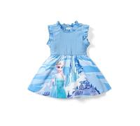 Disney Frozen Elsa - Vestito senza maniche per bambina, abito da principessa dolce e alla moda con volant blu
