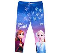 Disney Frozen - Leggings da ragazza con motivo Anna ed Elsa, Blu 4, 128 cm