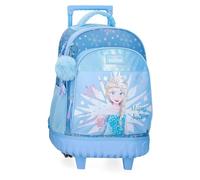 Disney Frozen Magic Ice Zaino per bambini, blu, realizzato in poliestere, spallacci regolabili per un comodo trasporto, vari scomparti, con portachiavi pompon blu, blu, Zaino ruote