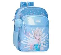 Disney Frozen Magic Ice Zaino per bambini, blu, realizzato in poliestere, spallacci regolabili per un comodo trasporto, vari scomparti, con portachiavi pompon blu, blu, Zaino adattabile