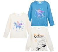 Disney Frozen - Maglietta a Maniche Lunghe Bambina | T-Shirt Cotone 100% con Stampe Personaggi Elsa e Anna | Maglia Invernale Casual - Taglie 3-8 Anni [10225 Bianco - 3 Anni]