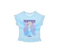 Disney Frozen Maglietta per Bambine, Morbido Cotone a Maniche Corte con Paillettes 'Ice Magic', Taglia 4 Anni | Blu