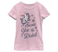Disney Frozen Oh Snow Girl's Solid Crew Tee, Light Pink, Medium