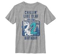 Disney Frozen Olaf Birthday 2 Boy's Crew Tee, Athletic Heather, Large