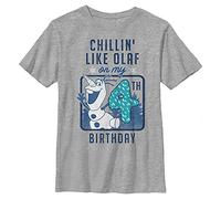 Disney Frozen Olaf Birthday 4 Boy's Crew Tee, Athletic Heather, Small