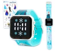 Disney Frozen, orologio da polso per bambini, con display LCD digitale, con cinturini, con adesivi Elsa Plus, facile da leggere, orologio da polso per ragazze