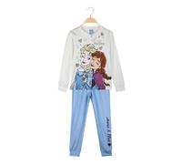 Disney Frozen Pigiama lungo da bambina Elsa e Anna in cotone interlock - bianco