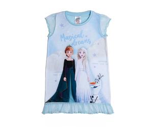 Disney Frozen Principessa Elsa, Anna Olaf, camicia da notte da notte da notte con sogni magici, pigiama blu con volant per bambine, Blu, 3-4 Years