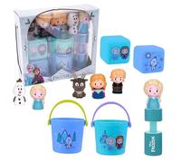 Disney Frozen - Set di 11 pezzi di valore per il bagno, giocattolo, burattino da dito, tazza di risciacquo, pompa in schiuma, squiter da bagno