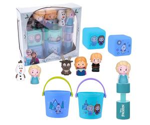 Disney Frozen - Set di 11 pezzi di valore per il bagno, giocattolo, burattino da dito, tazza di risciacquo, pompa in schiuma, squiter da bagno