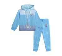 Disney Frozen - Tuta da bambina con Elsa, felpa con cappuccio e pantaloni della tuta, vestito da principessa per bambine, 3T-7, Elsa Azzurro, 7