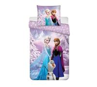 Disney Frozen - Set di biancheria da letto per bambini, 100% cotone, copripiumino 100 x 140 cm e federa 40 x 45 cm, per letto da bambino, motivo: Elsa e Anna di Frozen, morbida biancheria da letto