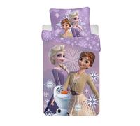 Disney Frozen - Set di biancheria da letto per letto junior, copripiumino 100 x 135 cm e federa 40 x 60 cm, 100% cotone, morbida e traspirante, biancheria da letto per ragazze, motivo: Frozen Elsa