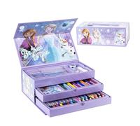 Disney Frozen Set di Cancelleria, Include Matite Colorate, Pennarelli, Acquerelli, Pennello, Spugna, Matita, Temperamatite, Gomma, Pastelli, Quaderno, Astuccio, Set Scolastico per Ragazze