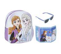 Disney Frozen, set regalo per ragazze, Anna ed Elsa, set zaino con cappello, occhiali da sole e portafogli, porpora-blu , Taglia Unica