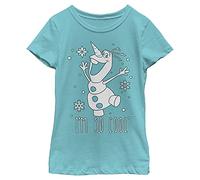 Disney Frozen So Cool Girl's Solid Crew Tee, Tahiti Blue, Small