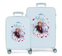 Disney Frozen Trust your journey Set valigie Azzurro 55/64 cms Rigida ABS Chiusura a combinazione numerica 93L 4 doppie ruote Bagaglio a mano