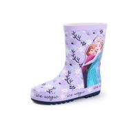 Disney Frozen Stivali di Gomma per Ragazze | Stivaletti per Bambini con Personaggi Elsa & Anna in Viola | Stivali di Gomma Resistenti all'Acqua con Stampa di Fiocchi di Neve e Fiori per Bambini