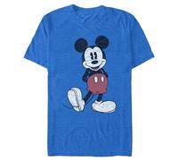 Disney Full Size Mickey Mouse Distressed Look T-Shirt, Royal Erica, XXL Uomo