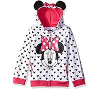 Disney Girls' Big Girls' Minnie Hoodie with Bow and Ear, White, Large/12/14