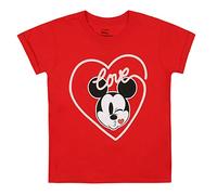 Disney Girl's Mickey Love Kiss T Shirt, Red, 7-8 Years UK