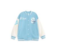 Disney Giubbotto bomber blu per ragazze Lilo e Stitch | Giacca college streetwear con grafica Stitch | Abbigliamento casual a maniche lunghe | Abbigliamento simpatico cartone animato