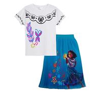 Disney Gonna Lunga Encanto in Chiffon per Ragazze + t-Shirt Set 2 Pezzi Costume Mirabel Dress Up
