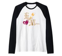 Disney Hannah Montana Thunderbolt Heart Initials Logo Maglia con Maniche Raglan