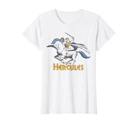 Disney Hercules Pegasus and Hercules Title Ritratto Maglietta, Donna, Bianco, M