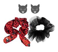 Disney Hocus Pocus VS700816L - Set di 2 orecchini con elastico e gatto, colore: rosso e nero