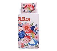 Disney Home Alice nel paese delle meraviglie, set copripiumino double-face, 100% cotone, per letto singolo, 2 pezzi, 135 x 200 cm + 50 x 70 cm