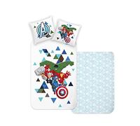 Disney Home Avengers Set di biancheria da letto double-face, 135 x 200 cm, federa 80 x 80 cm, super morbida, 100% cotone, 2 pezzi, Hulk, Iron Man, Captain America, morbida e piacevole sulla pelle