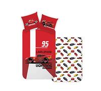 Disney Home Cars - Set di biancheria da letto double-face per bambini, 135 x 200 cm, federa 80 x 80 cm, super morbida, 100% cotone, 2 pezzi, biancheria da letto Cars, morbida e piacevole sulla pelle