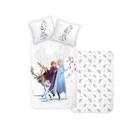 Disney Home Frozen - Set di biancheria da letto double-face per bambini, 135 x 200 cm, federa 80 x 80 - 2 pezzi, ELSA, Anna, Kristoff e Olaf, morbido e piacevole sulla pelle, 100% cotone rinforzato