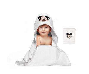 Disney Home Micky Mouse - Set di asciugamani con cappuccio per bambini fino a 5 anni, morbido e assorbente, certificato Oeko-Tex, 2 pezzi, 80 x 80 cm, asciugamano 15 x 20 cm