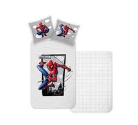 Disney Home Spiderman - Set di biancheria da letto double-face, 135 x 200 cm, federa 80 x 80 cm, super morbida, 100% cotone, 2 pezzi, motivo Spiderman, morbida e piacevole sulla pelle