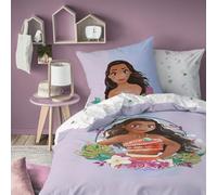 Disney Home VAIANA MOTONUI - Parure da letto per bambini, 100% cotone, Oeko-TEX | copripiumino 140 x 200 cm + 1 federa 63 x 63 cm, stampa ragazza, colore: Viola