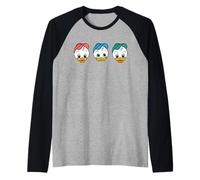 Disney Huey Dewey & Louie Duck Big Face Retro Trip Matching Maglia con Maniche Raglan