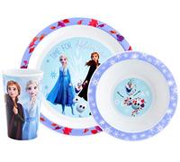 Disney II Frozen - Set da tavola per bambini, 3 pezzi, con piatto, ciotola e tazza in polipropilene riutilizzabile, motivo: Elsa, Anna e Olaf, per i pasti dai 24 mesi in su, materiale leggero