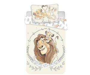 Disney, Il Re Leone, Simba e Mufasa, set di biancheria per lettino, copripiumino e federa, 100% cotone, 100 x 135 cm