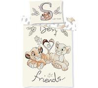 Disney Le Roi Lion Simba Nala - Parure da letto per bambini, 100 x 135 cm, federa 40 x 60 cm, copripiumino 100% cotone