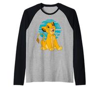 Disney Il Re Leone Young Simba Happy Blue Retro Maglia con Maniche Raglan