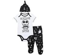 Disney Jack Skellington Baby Boys Bodysuit Pants & Hat Set 6-9 Months White/Charcoal