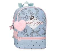 Disney Joumma Bags Minnie American Darling Zaino per bambini, blu e rosa, realizzato in poliestere, spallacci regolabili per un comodo trasporto, vari scomparti, con portachiavi pompon rosa, blu,
