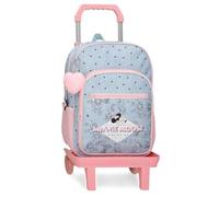 Disney Joumma Bags Minnie American Darling Zaino per bambini, blu e rosa, realizzato in poliestere, spallacci regolabili per un comodo trasporto, vari scomparti, con portachiavi pompon rosa, blu,