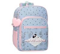 Disney Joumma Bags Minnie American Darling Zaino per bambini, blu e rosa, realizzato in poliestere, spallacci regolabili per un comodo trasporto, vari scomparti, con portachiavi pompon rosa, blu,