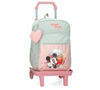 Disney Joumma Bags Minnie Wild Nature zaini per bambini, varie dimensioni, zaino da passeggio, realizzato in poliestere, include pompon decorativo., Verde, Zaino + carrello