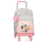 Disney Joumma Bags Minnie Wild Nature zaini per bambini, varie dimensioni, zaino da passeggio, realizzato in poliestere, include pompon decorativo., Verde, Zaino + carrello