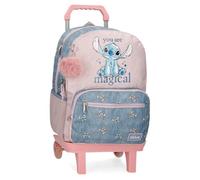 Disney Joumma Bags Stitch You are magical zaini, zaini scolastici, zaini per bambini, include pompon decorativo, vari scomparti, blu, Zaino adattabile + carrello